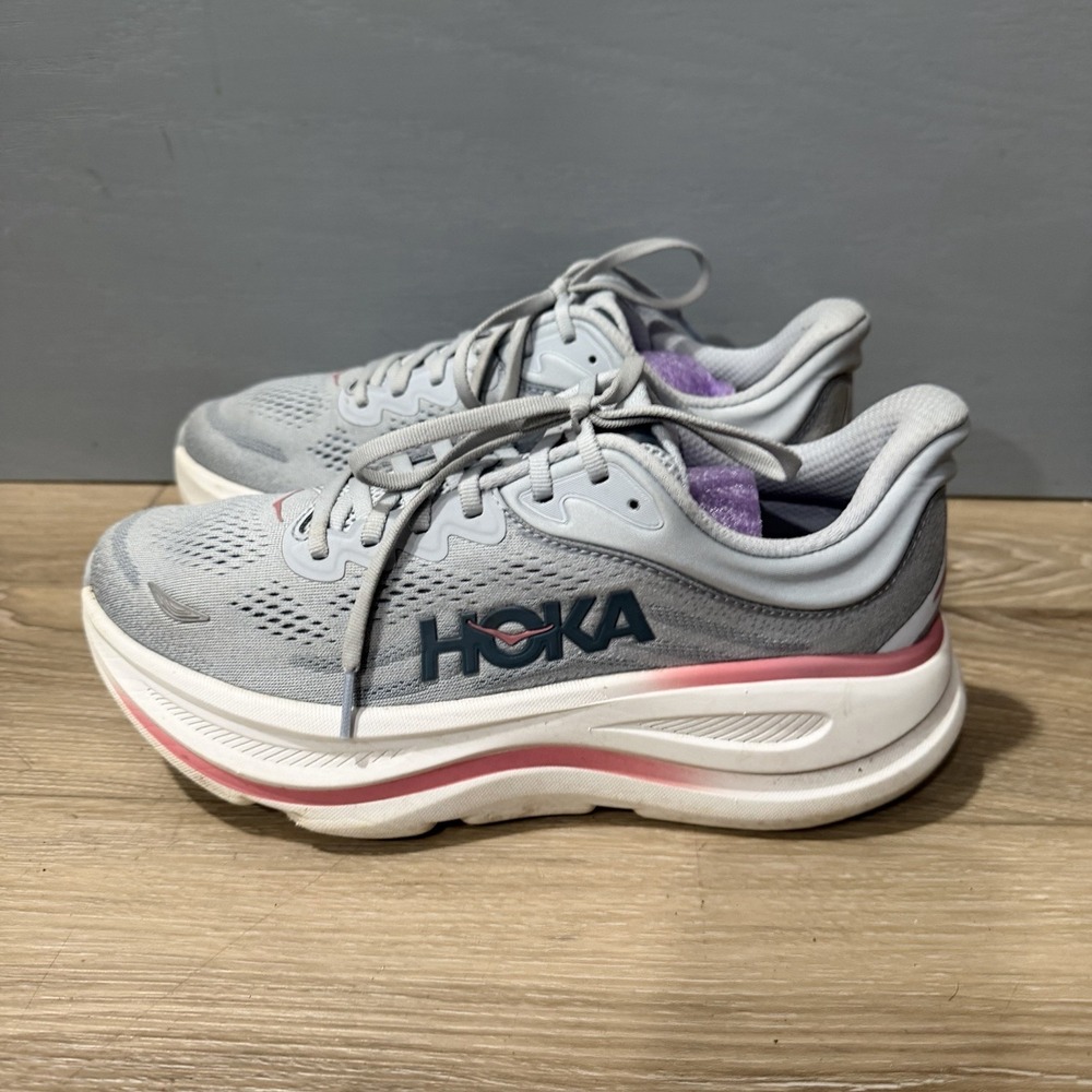 Hoka One One Bondi 9 Womens Mesh Running Sneaker 8.5B Mineral Blue 1162012-MBLW